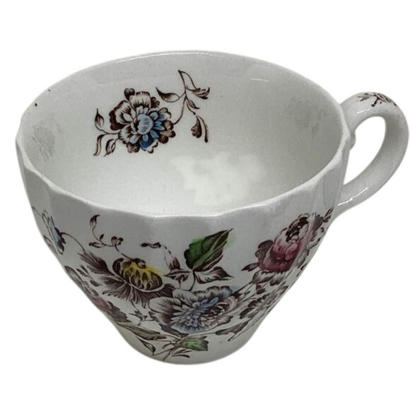 Staffordshire Bouquet Coffee Cup Saucer Ironstone Johnson Bros England Vintage - Picture 5 of 11
